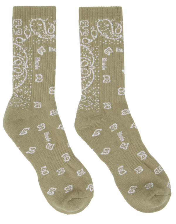 RHUDE Khaki Bandana Socks