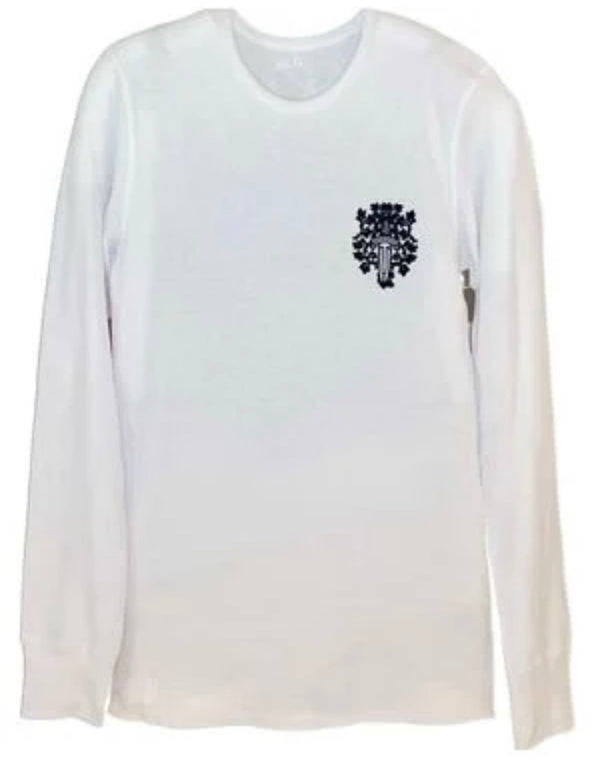 Chrome Hearts Round Collar And Long-Sleeved T-Shirt in White