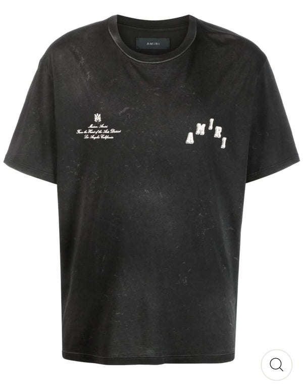 AMIRI VINTAGE COLLEGIATE STAGGERED LOGO T-SHIRT IN BLACK