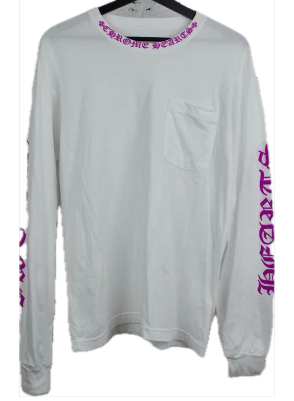 Chrome Hearts Purple Neck Letter White Longsleeve TShirt