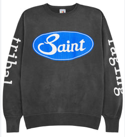 SAINT MXXXXXX Saint Tribal Printed Cotton Sweatshirt In Charcoal
