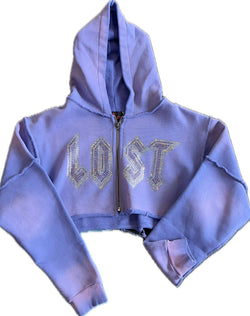 LOST INTRICACY Woman Crop Hoodie Lavander