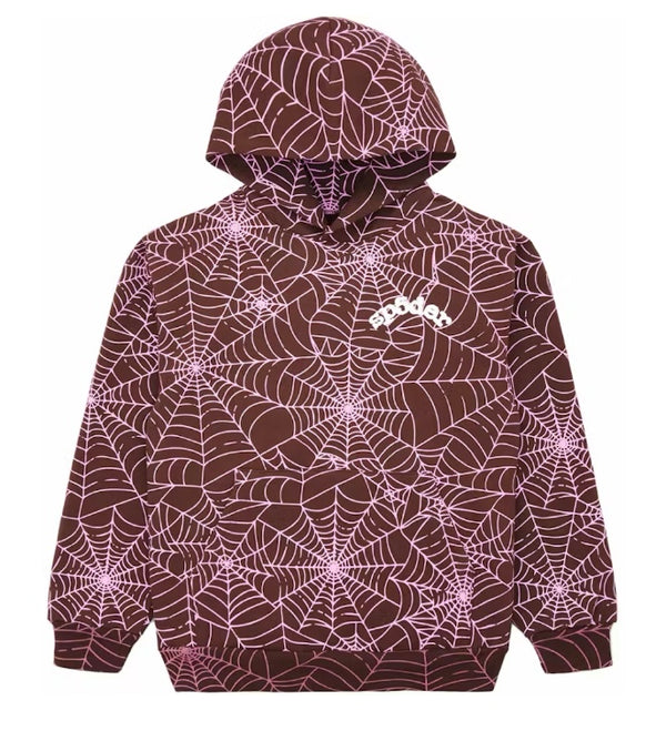 Sp5der AOP Brown Hoodie