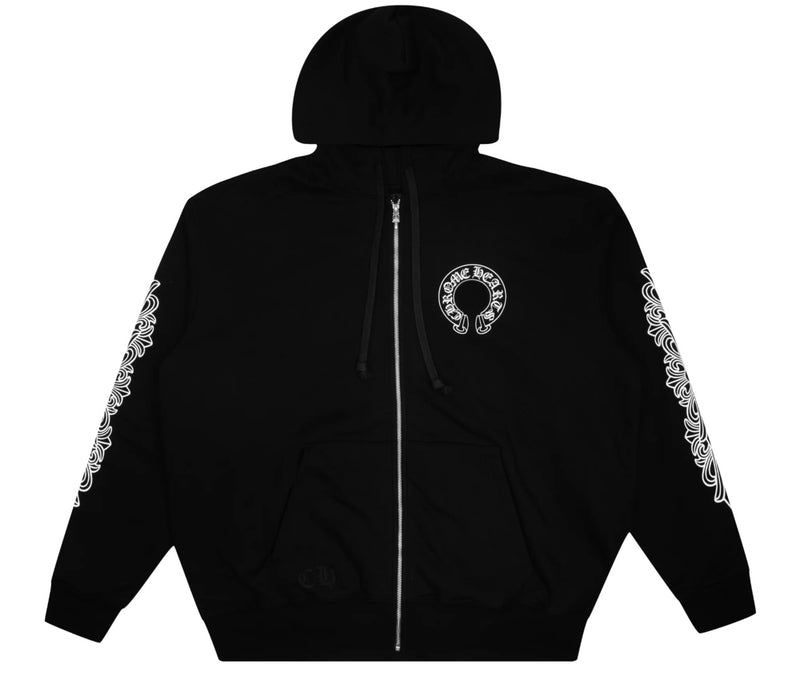Chrome Hearts Horseshoe Floral Zip Up
Hoodie Black