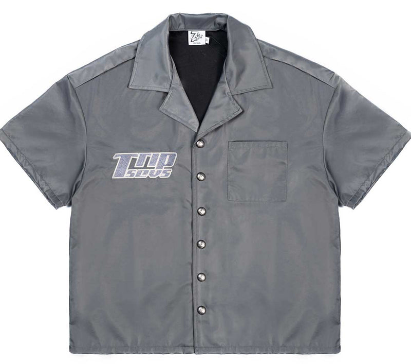 Triple Seven Nylon Grey Button Up