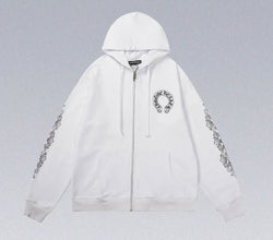 Chrome Hearts Floral Cross Zip Hoodie 'White'