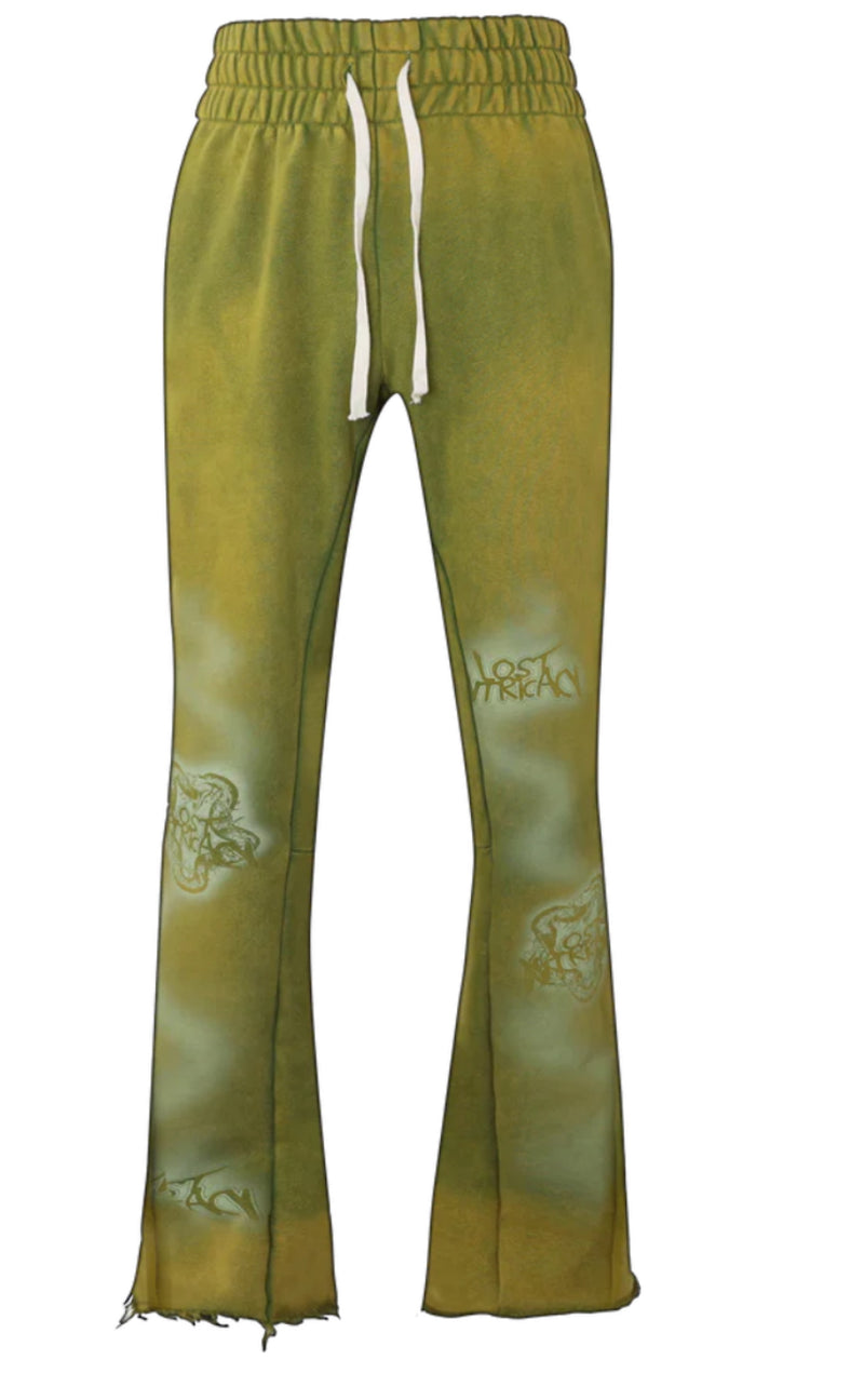 Lost Intricacy Green Flare Green Sweat Pants