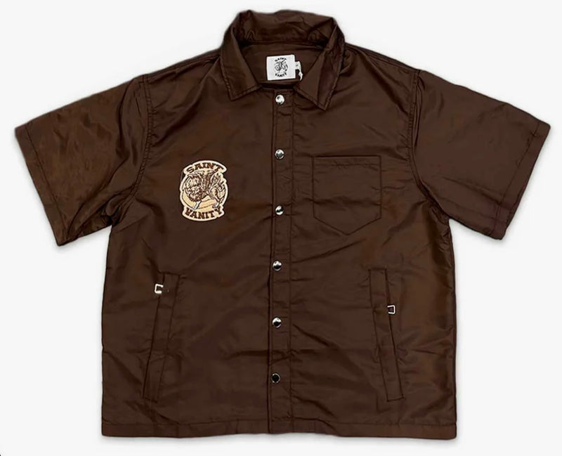 Saint Vanity Nylon Button Up Brown